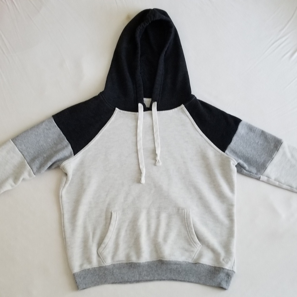 American Eagle white gray black hooded sweatshirt